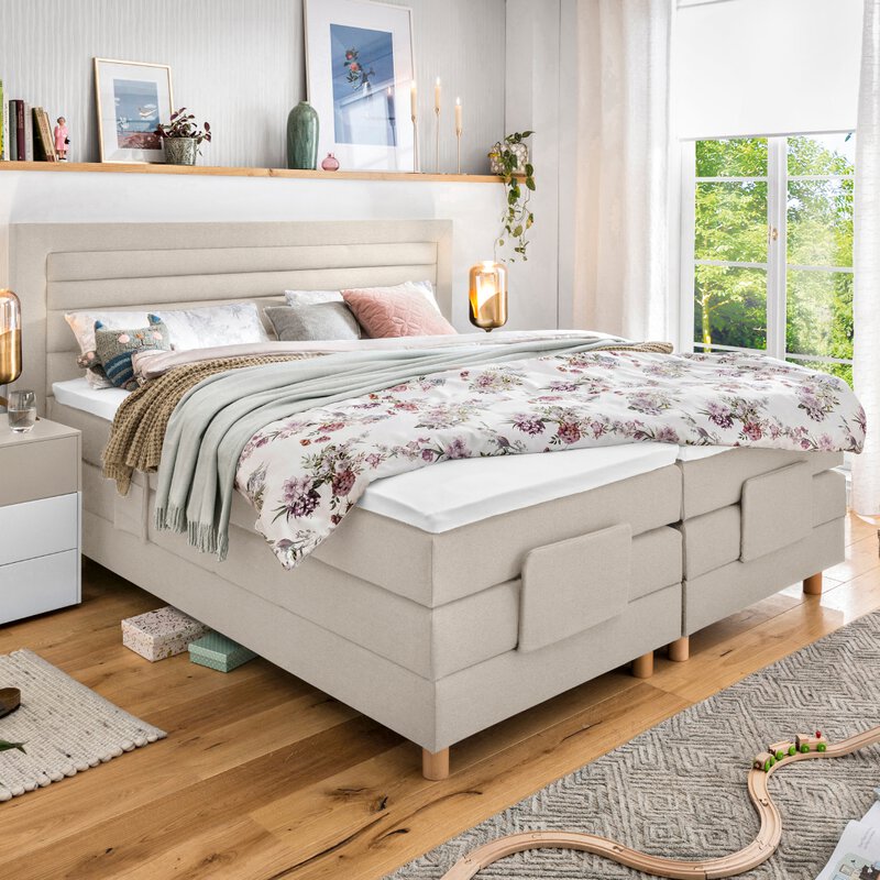 Boxspringbett Lund 180 x 200 cm Beige Segmüller