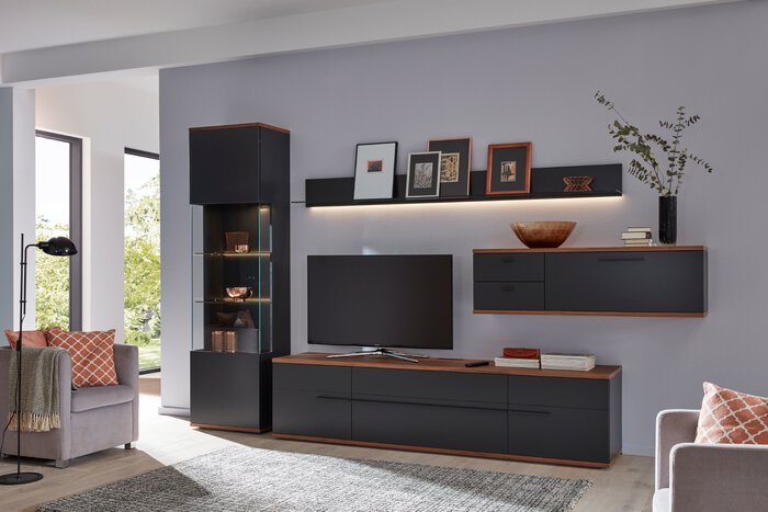 Wohnwand Atena grau günstig kaufen SEGMÜLLER
