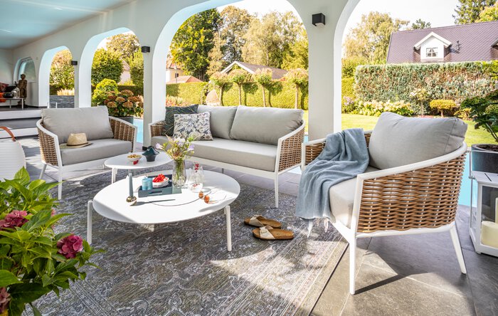 Gartenmöbel Set Muses Geflecht 5tlg. weiß SEGMÜLLER