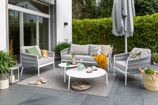 Gartenmöbel Set Muses Geflecht 5tlg. weiß SEGMÜLLER