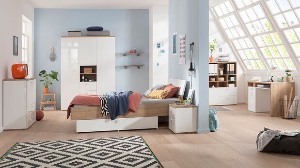 Forte WEXLIN Eckkleiderschrank 90 - Platzsparender Eckschrank Für Jugendzimmer